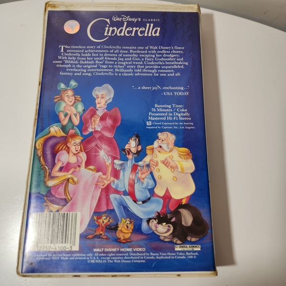 Disney Black Diamond Classics Cinderella VHS Tape - Picture 3 of 10